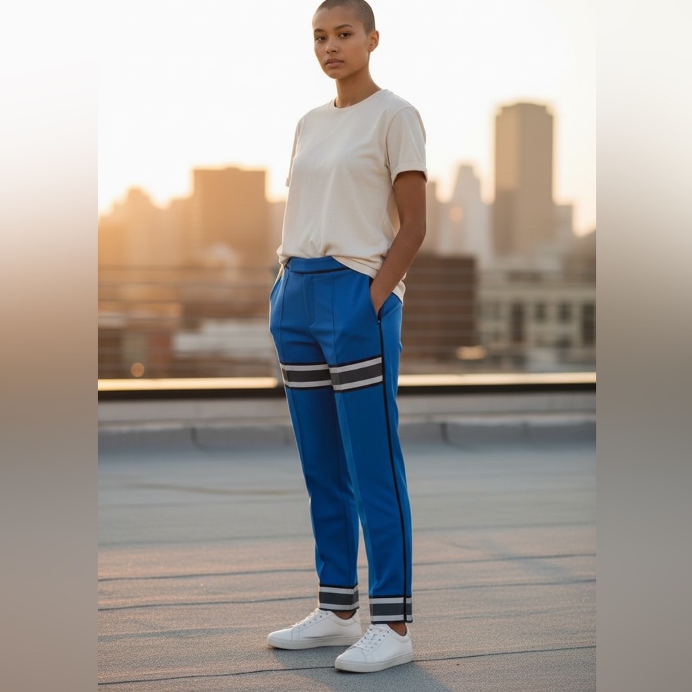 Sea New York Silk Blend Stripe Detail Trousers‎ 0 Blue